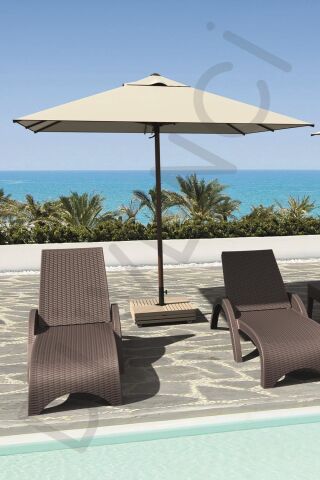 Alubrella Krem Güneş Şemsiyesi Kare, 210/210 8 telli, Su Geçirmez Kumaş, Bidonlu