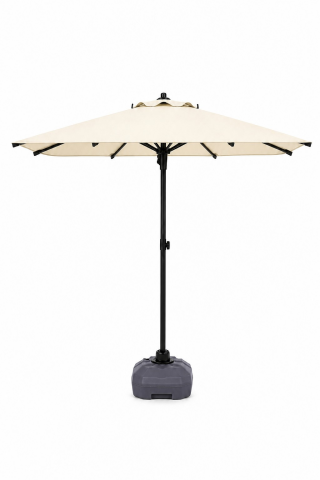 Alubrella Krem Güneş Şemsiyesi Kare, 210/210 8 telli, Su Geçirmez Kumaş, Bidonlu