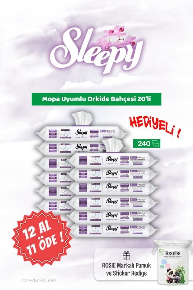 Sleepy Mopa Uyumlu 12 AL 11 ÖDE Orkide Bahçesi 20'li ve Rosie Bebek pamuğu