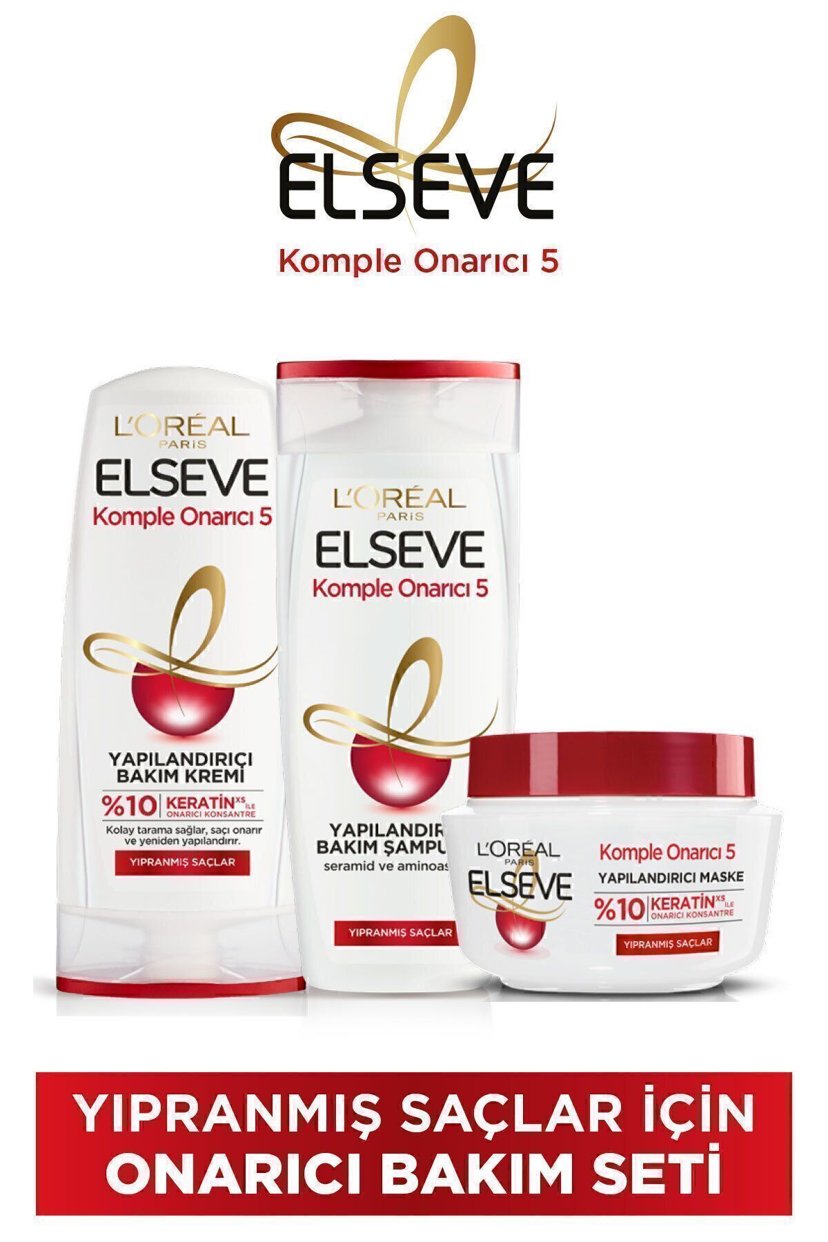 Elseve Komple Onarıcı 5 Yapılandırıcı Şampuan 360ml & Bakım Kremi 360ml & Saç Maskesi