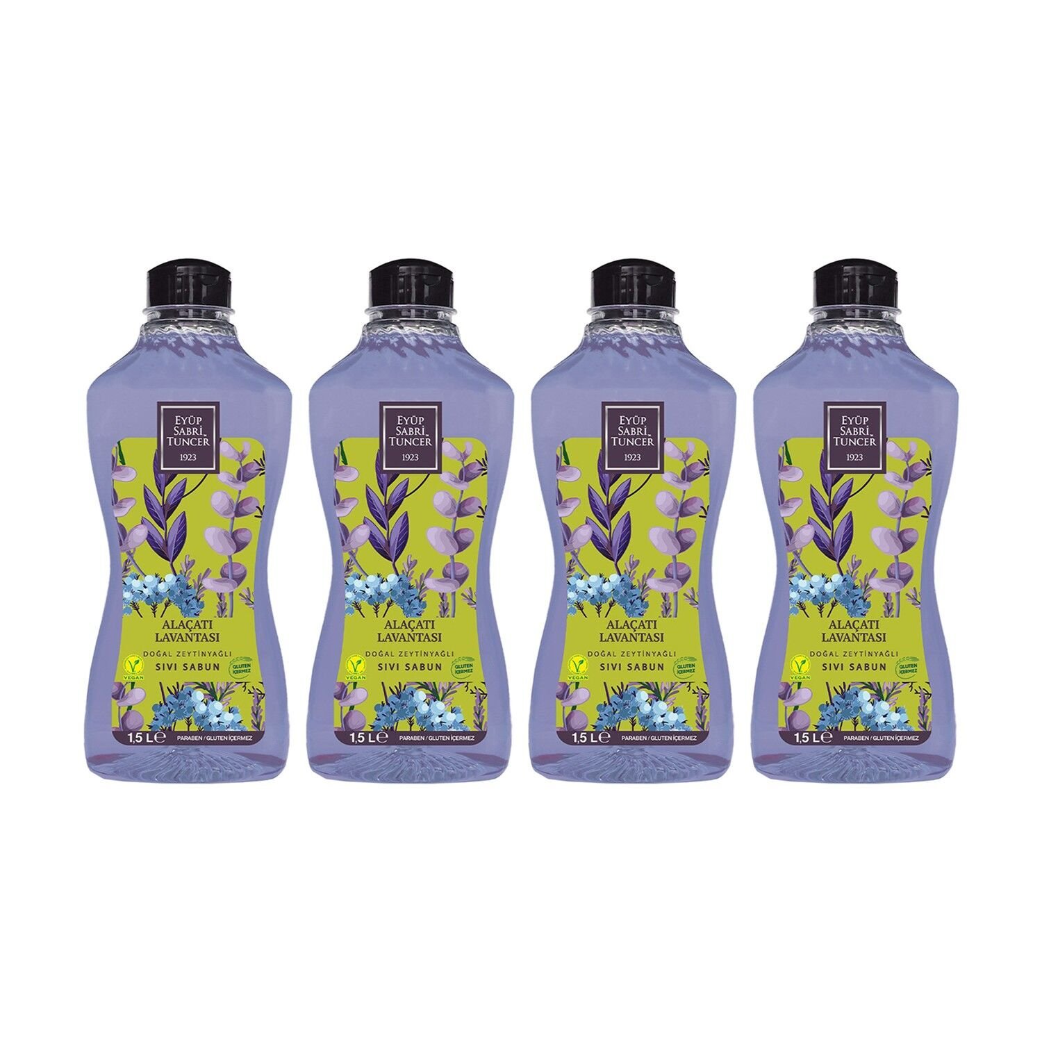 Eyüp Sabri Tuncer Alaçatı Lavantası Doğal Zeytinyağlı Sıvı Sabun 1,5 lt x 4