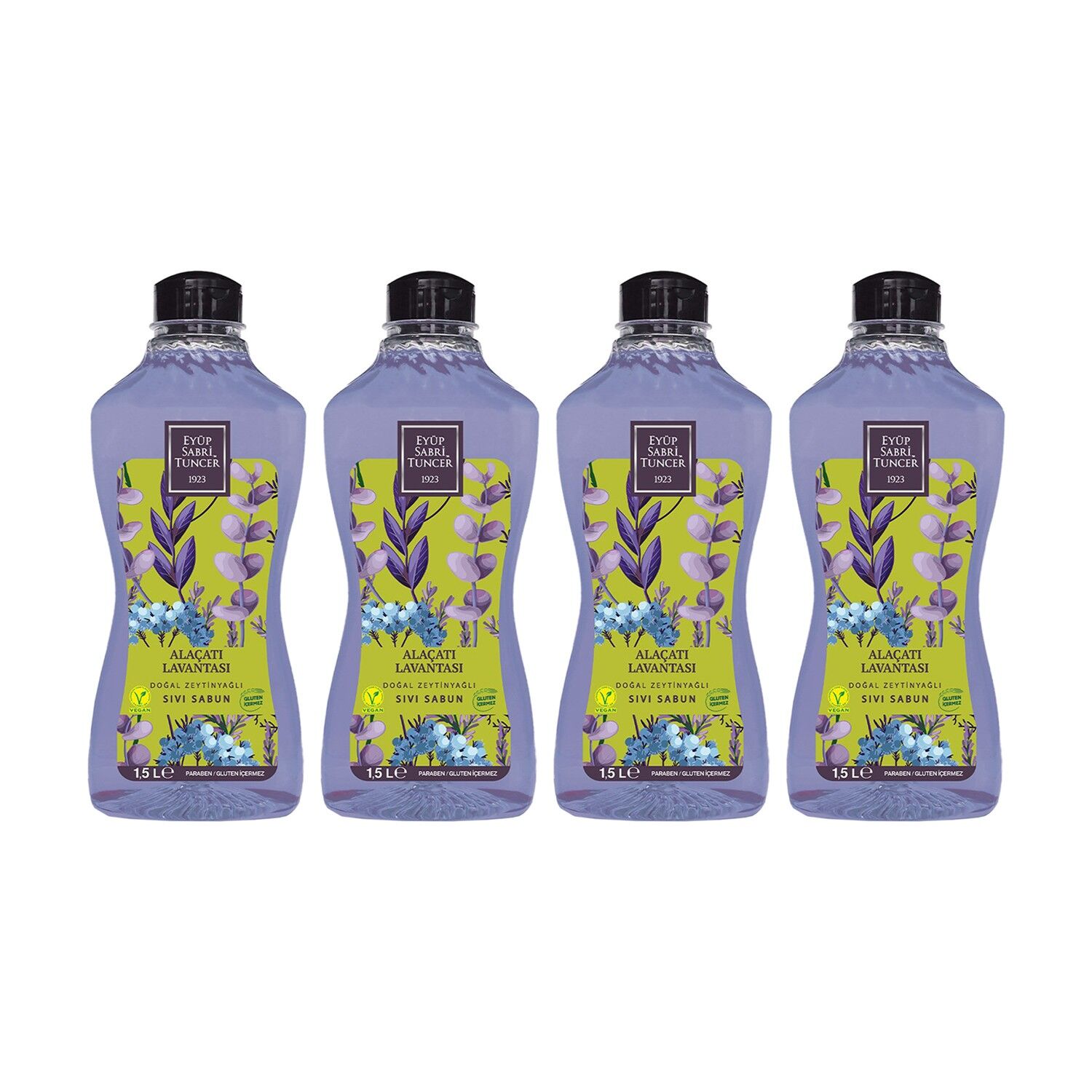 Eyüp Sabri Tuncer Alaçatı Lavantası Doğal Zeytinyağlı Sıvı Sabun 1,5 lt x 4