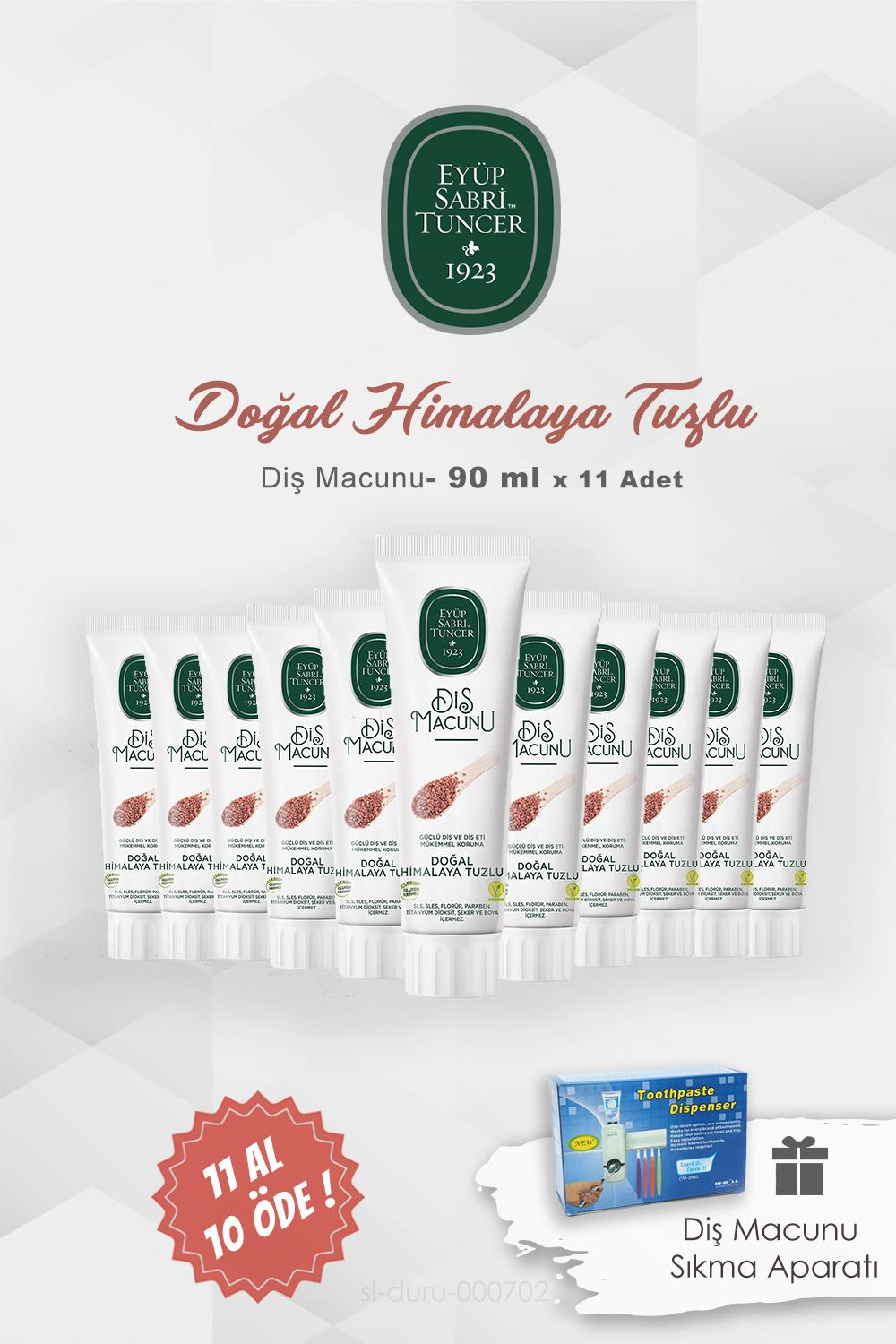 Eyüp Sabri Tuncer 11  AL 10 ÖDE Diş Macunu Himalaya Tuzlu 90 ml ve Diş Macunu Aparatı 5 li