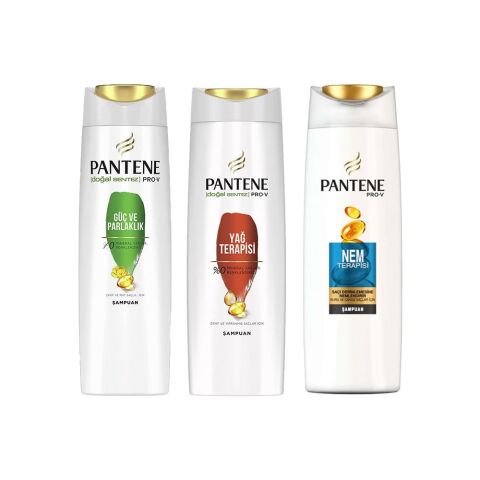 Pantene Şampuan Pro-V Güç Ve Parlaklık, Yağ Terapisi ve Nem Terapisi