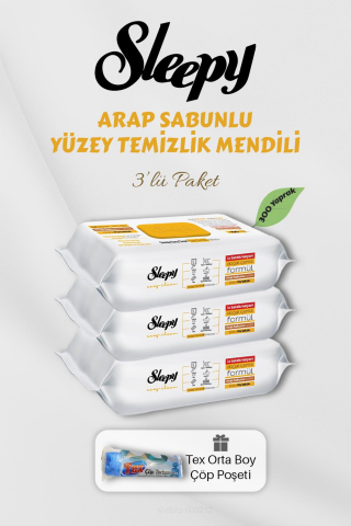 300 Adet Arap Sabunlu Yüzey Havlusu Çöp Torbası Hediyeli