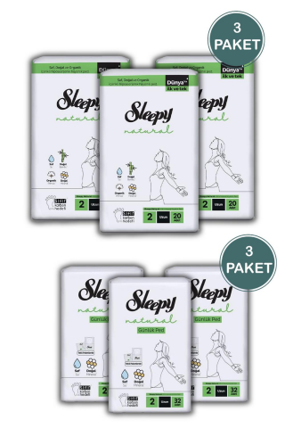 Sleepy Natural Hijyenik Ped Uzun 60 Adet Günlük Ped Uzun 96 Adet ve ROSIE