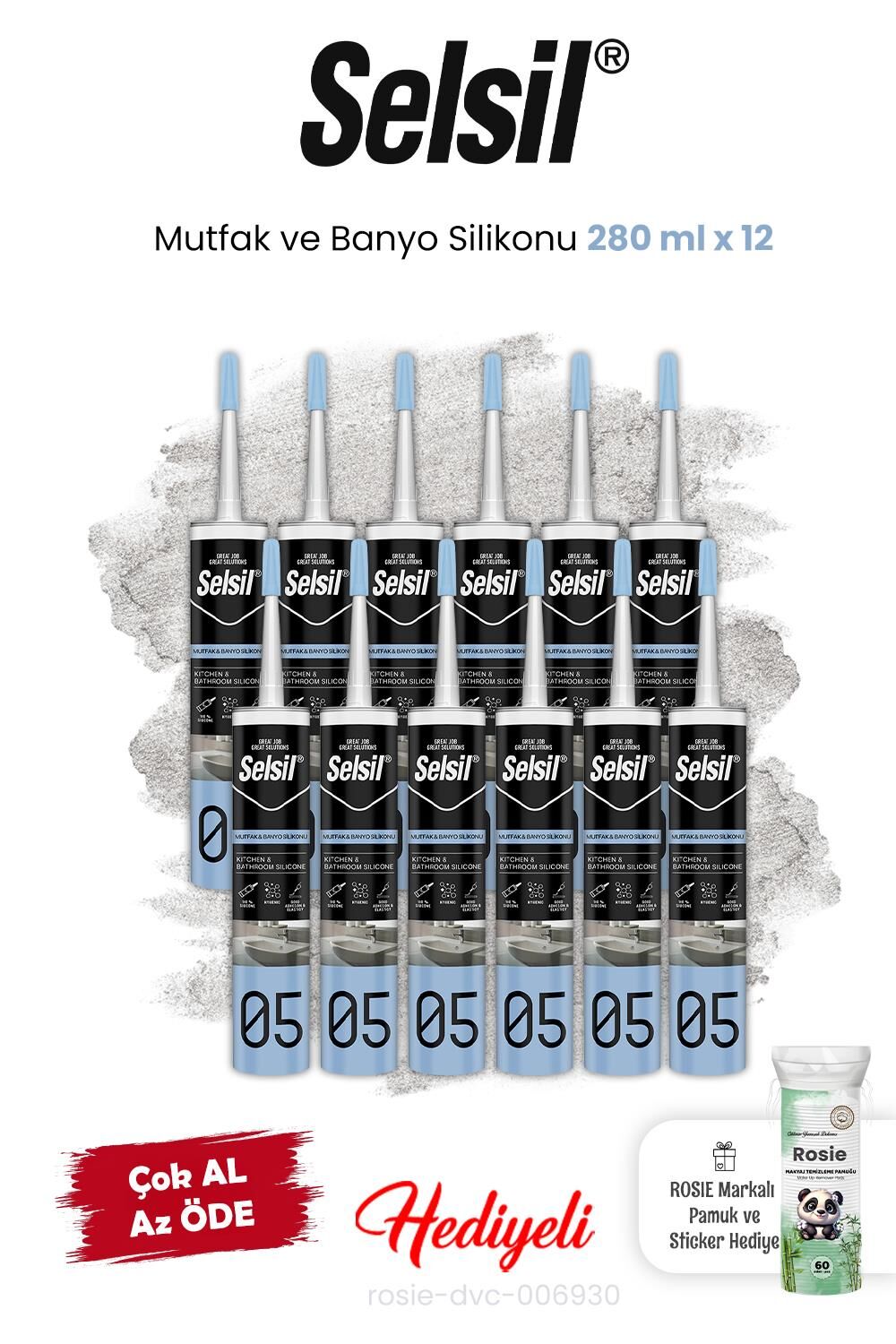 Mutfak ve Banyo Silikonu 12 x 280 ml ve Rosie