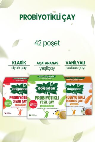Doğadan Probiyotikli Poşet Çay Serisi 3 Çeşit 42 Poşet