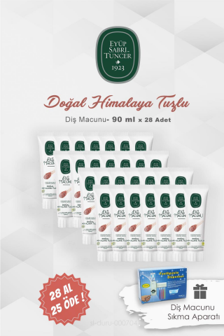 Eyüp Sabri Tuncer Diş Macunu Himalaya Tuzlu 28 AL 25 ÖDE 90 ml ve Diş Macunu Sıkma Aparatı