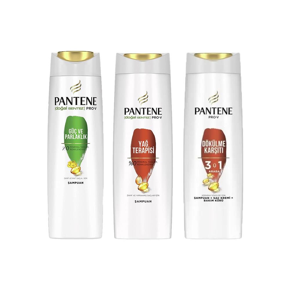 Pantene Şampuan Pro-V Güç Ve Parlaklık, Yağ Terapisi ve 3'ü 1 Arada