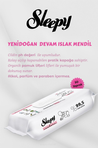 Yenidoğan Islak Havlu 200 Adet, Çöp Torbası Hediyeli