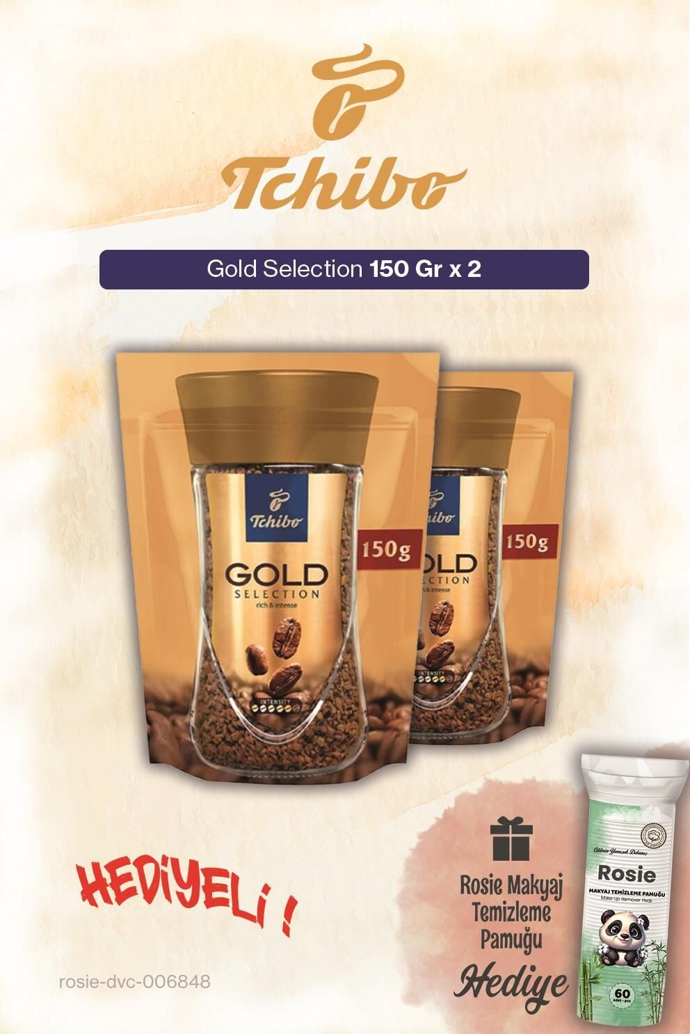 Tchibo x2 Gold Selection Çözünebilir Kahve 150 gr ve Pamuk
