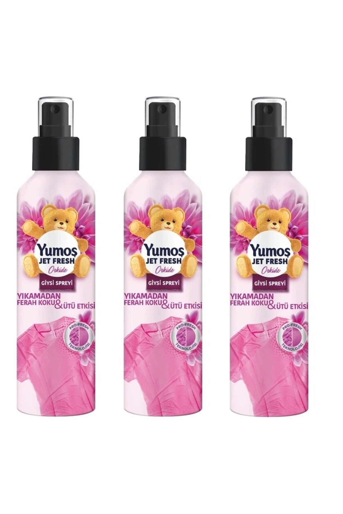Yumoş Jet Fresh Ütü Etkisi Giysi Spreyi Orkide 200 ml x 3