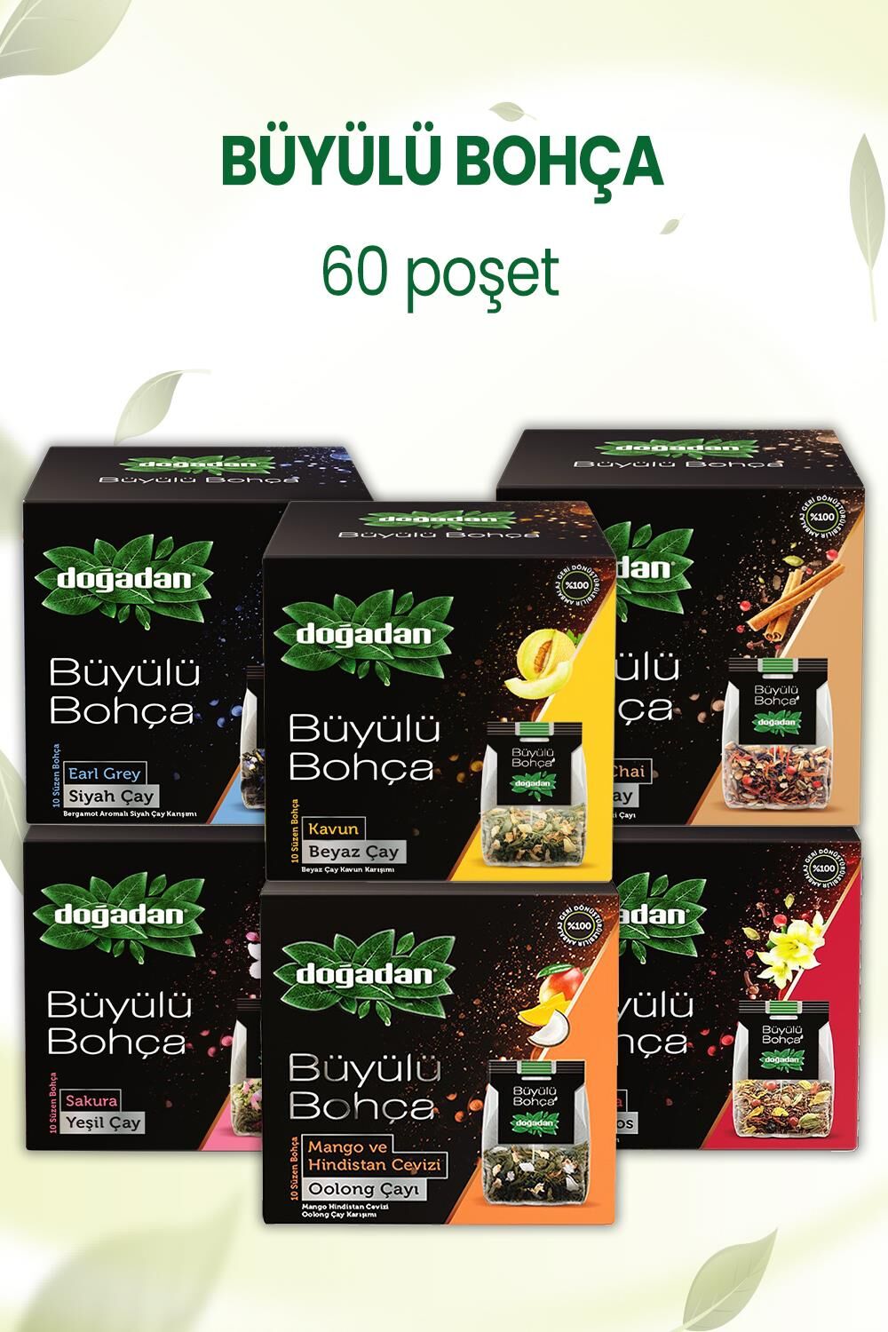 Doğadan Büyülü Bohça Serisi 6 Çeşit 60 Poşet