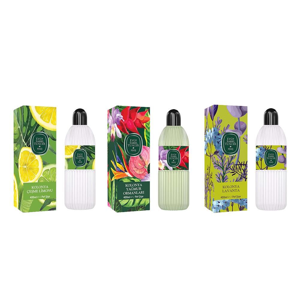 Eyüp Sabri Tuncer Kolonya Çeşme Limonu, Yağmur Ormanları ve Lavanta Pet Şişe 400 ml
