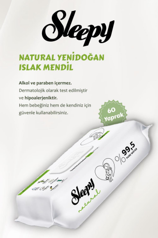 Sleepy Natural Ultra Hassas Ped Uzun 40'lı, Günlük Ped 32'li, Natural 60'lı Mendil ve ROSIE