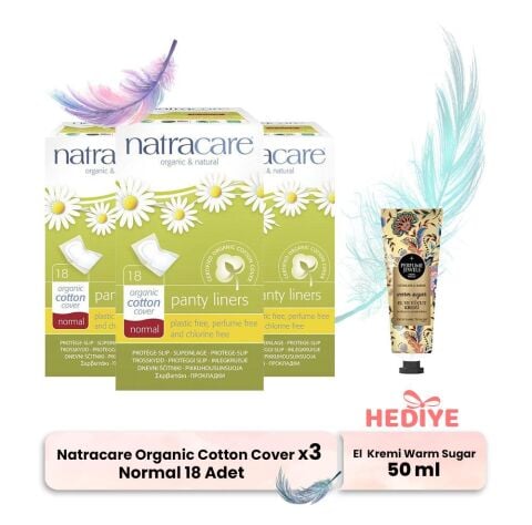 Natracare Organic Cotton Cover Normal 18' li x 3 ve El Kremi Hediyeli