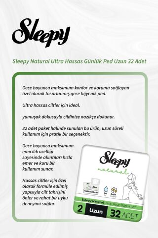Sleepy Natural Ultra Hassas Günlük Ped Uzun 32 Adet 5 Al 4 Öde ve Rosie Pamuk