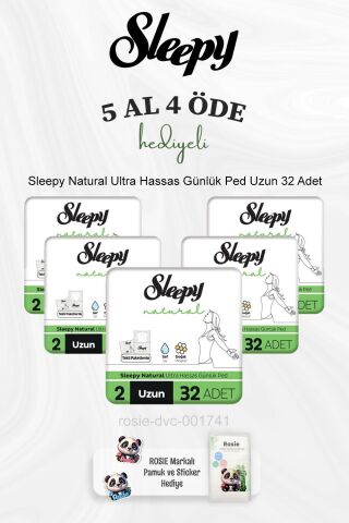 Sleepy Natural Ultra Hassas Günlük Ped Uzun 32 Adet 5 Al 4 Öde ve Rosie Pamuk