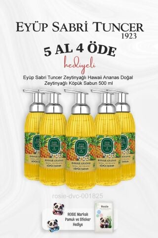 Eyüp Sabri Tuncer Zeytinyağlı Hawaii Ananas Doğal Zeytinyağlı Köpük Sabun 500 ml 5 Al 4 Öde ve Rosie Pamuk