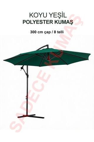 Koyu Yeşil Polyester Kumaş (300 cm / 8 telli makaralı şemsiye ile uyumlu)