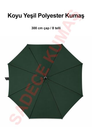 Koyu Yeşil Polyester Kumaş (300 cm / 8 telli makaralı şemsiye ile uyumlu)