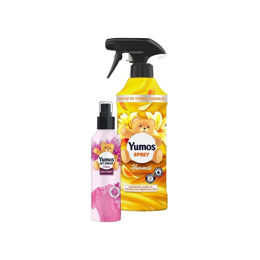 Yumoş Sprey Yıkaması Hanımeli 450 ml ve et Fresh Ütü Etkisi Giysi Spreyi Orkide 200 ml
