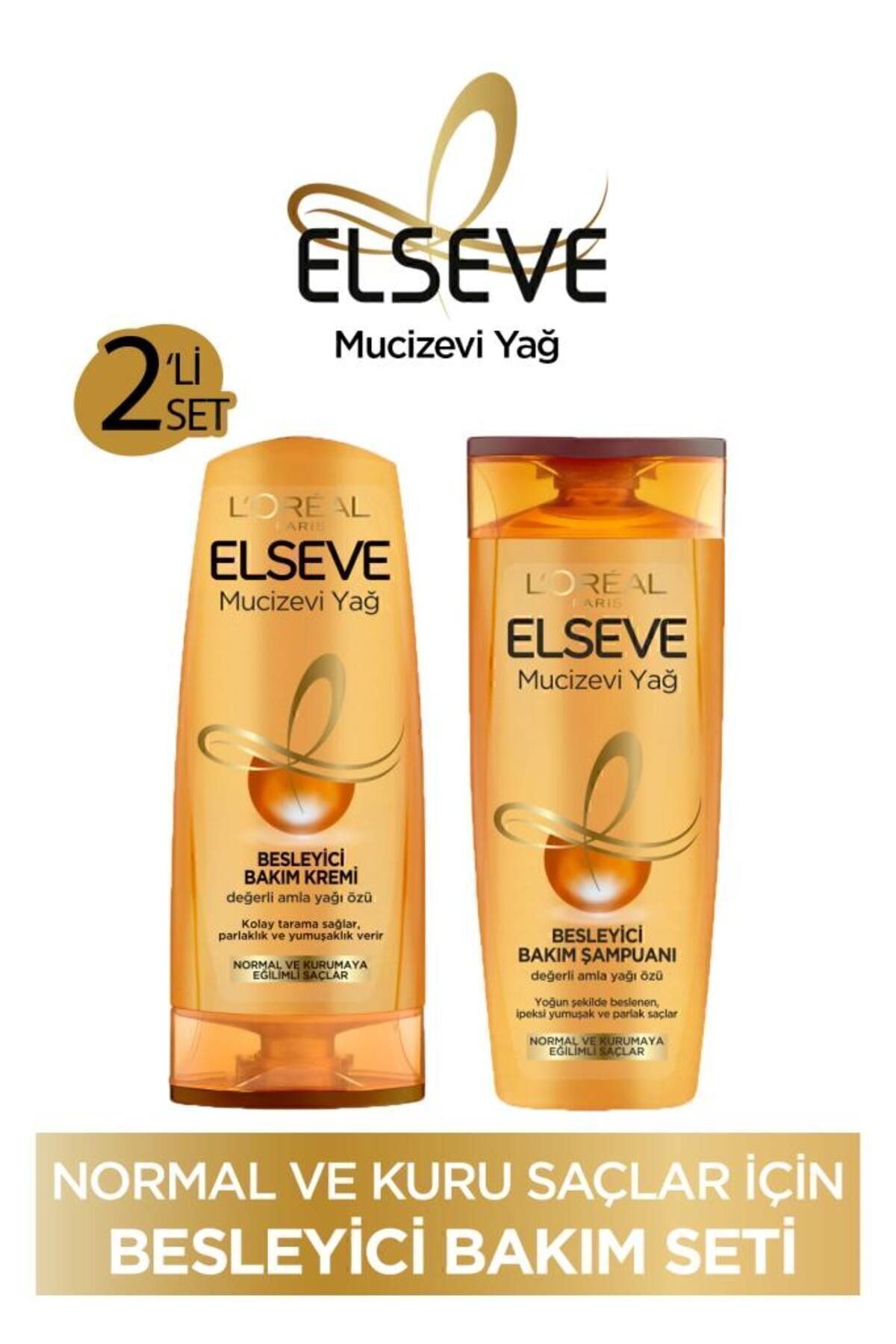 Elseve Mucizevi Yağ Besleyici Bakım Şampuanı 390 Ml & Saç Bakım Kremi 390ml