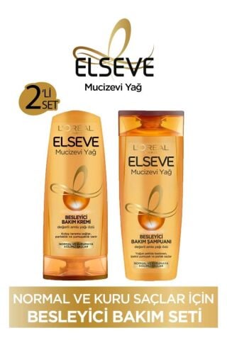 Elseve Mucizevi Yağ Besleyici Bakım Şampuanı 390 Ml & Saç Bakım Kremi 390ml