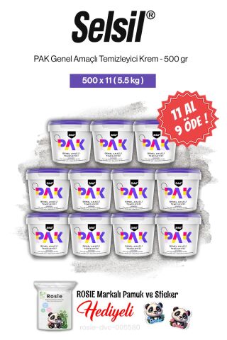 11 AL 9 ÖDE Selsil PAK Genel Amaçlı Temizleyici Krem 500 gr ve rosie pamuk
