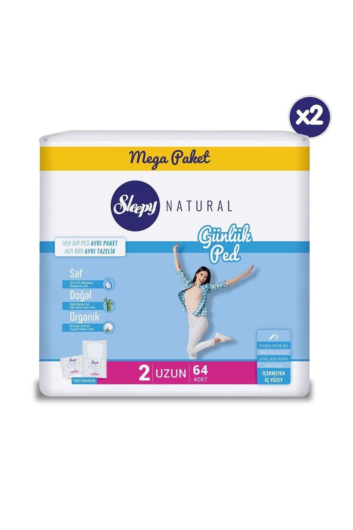 Sleepy Natural Günlük Ped Uzun 2X64 Adet