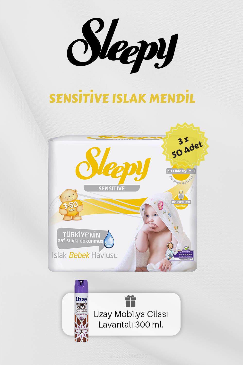 150 Adet Sensitive Islak Mendil, Lavantalı Mobilya Cilası Hediyeli