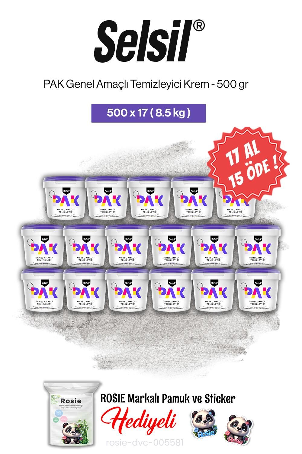 Selsil PAK Genel Amaçlı Temizleyici Krem 500 gr 17 AL 15 ÖDE ve rosie pamuk