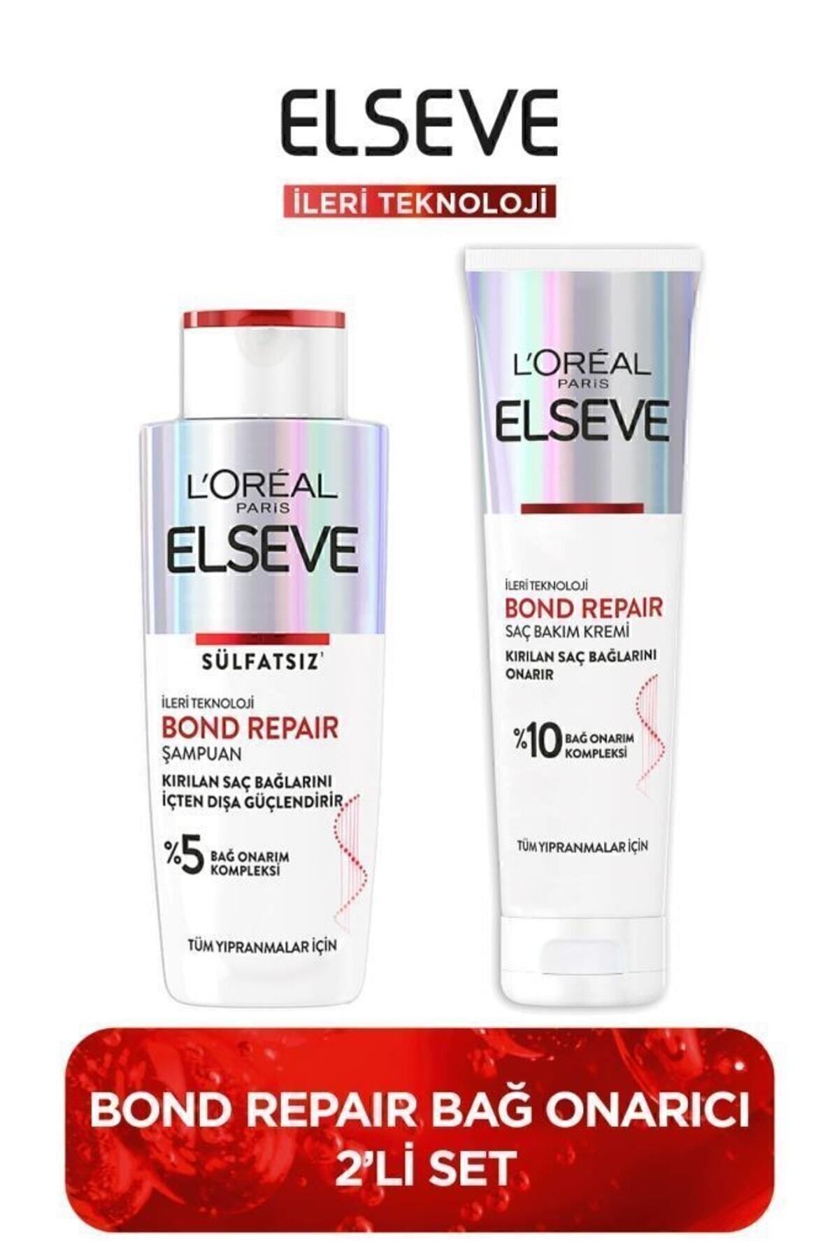 Elseve Bond Repair Bağ Onarıcı Saç Bakım Seti: Onarıcı Bakım Kremi 150ml + Güçlendirici Şampuan 200ml