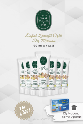 Eyüp Sabri Tuncer Diş Macunu Zencefil Özlü 90 ml 7 AL 6 ÖDE ve Diş Macunu Pratik Aparatı
