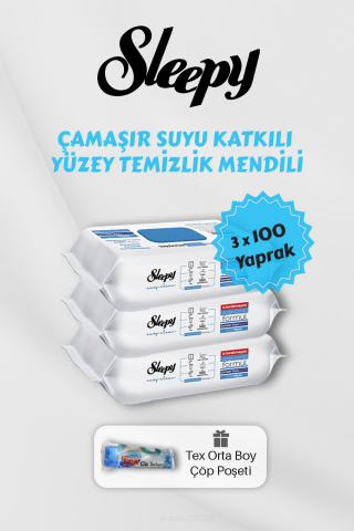 300 Adet Çamaşır Suyu Katkılı Temizlik Havlusu Çöp Poşeti Hediyeli