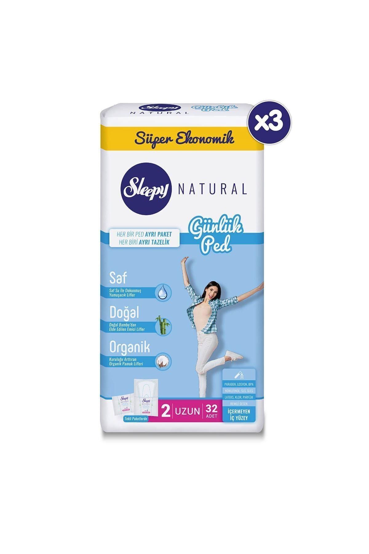 Sleepy Natural Günlük Ped Uzun 3X32 Adet
