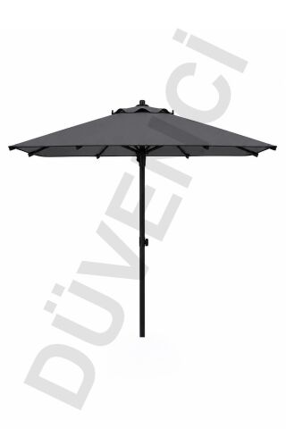 Alubrella Kare Antrasit Güneş Şemsiyesi, 210 cm çap / 8 Telli, BİDONSUZ