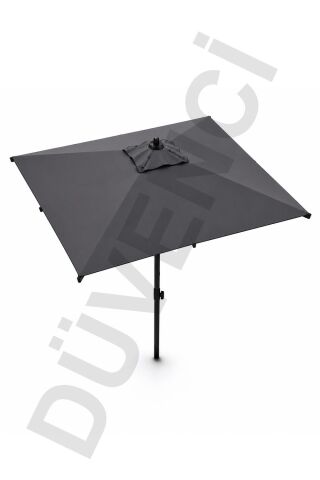Alubrella Kare Antrasit Güneş Şemsiyesi, 210 cm çap / 8 Telli, BİDONSUZ