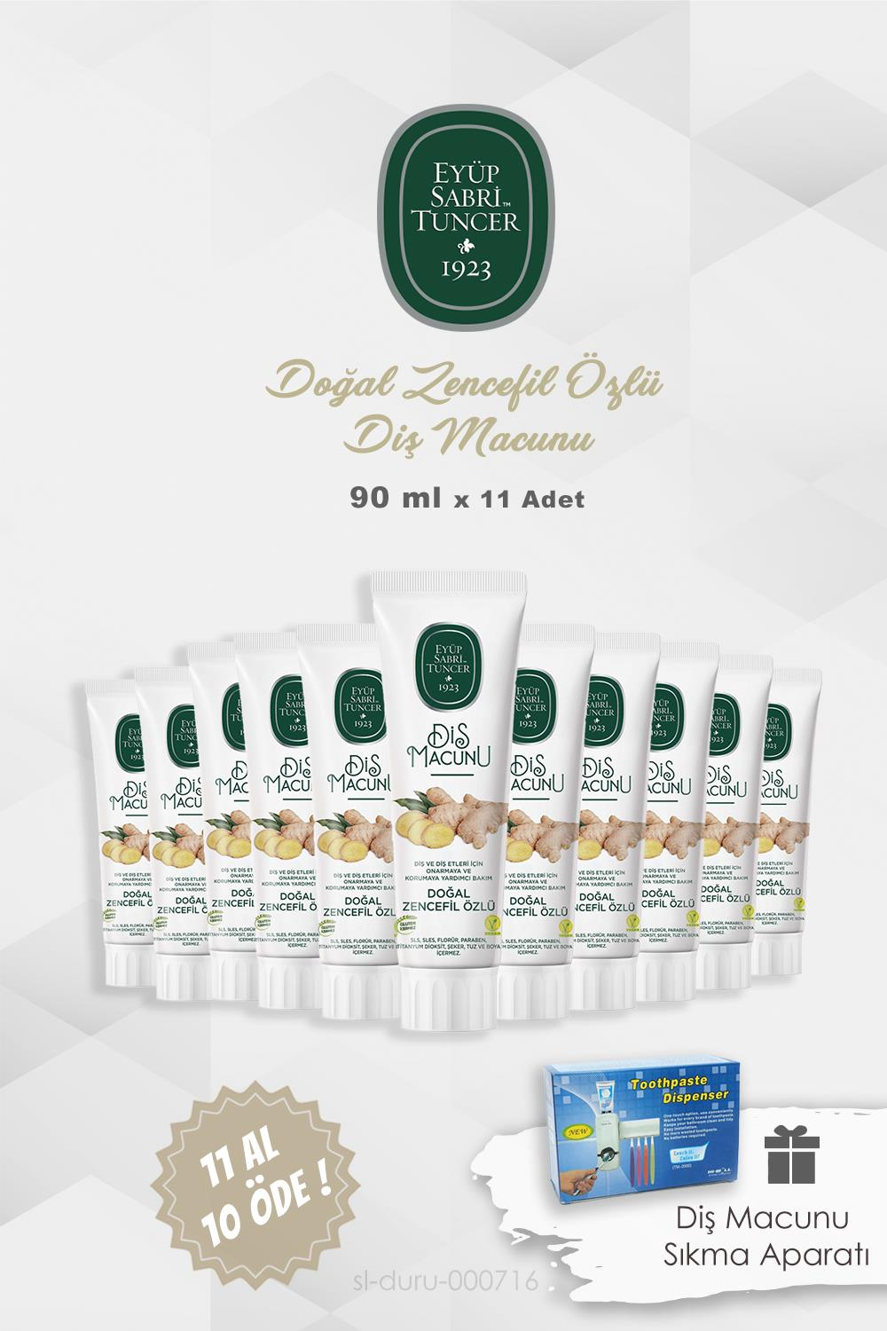 Eyüp Sabri Tuncer 11 AL 10 ÖDE Diş Macunu Zencefil Özlü 90 ml ve Diş Macunu Pratik Aparatı