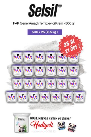 Selsil 25 AL 21 ÖDE PAK Genel Amaçlı Temizleyici Krem 500 gr ve rosie pamuk