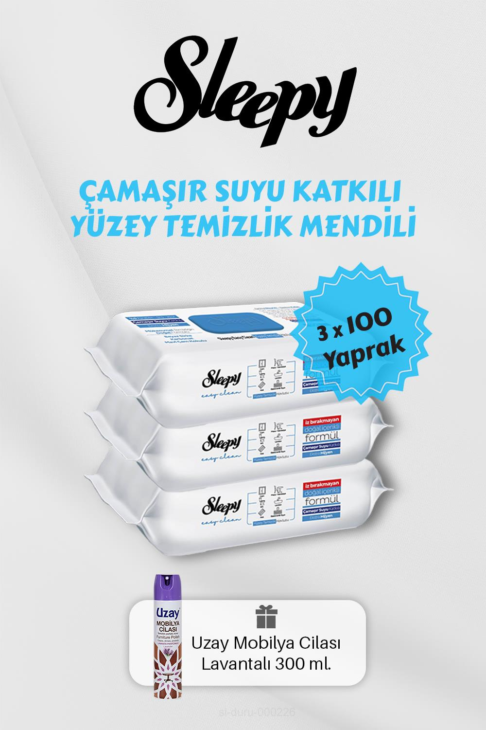 300 Adet Çamaşır Suyu Katkılı Temizlik Havlusu, Lavantalı Mobilya Cilası Hediyeli