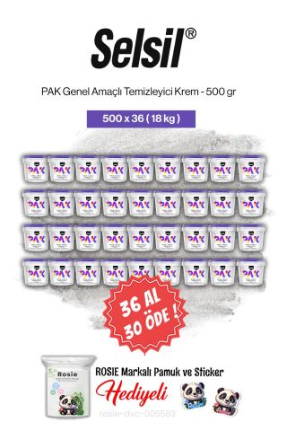 Selsil 36 AL 30 ÖDE PAK Genel Amaçlı Temizleyici Krem 500 gr ve rosie pamuk