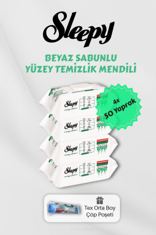 200 Adet Beyaz Sabunlu Havlu, Çöp Torbası Hediyeli