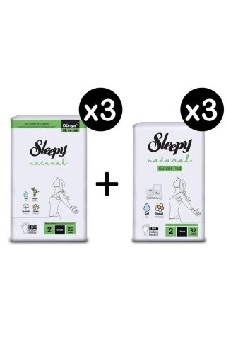 Sleepy Natural Hijyenik Ped Uzun 60 Adet Günlük Ped Uzun 96 Adet