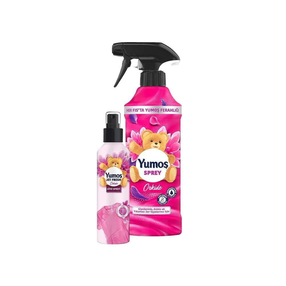 Yumoş Jet Fresh Ütü Etkisi Giysi Spreyi Orkide 200 ml ve Sprey Yıkaması Orkide 450 ml