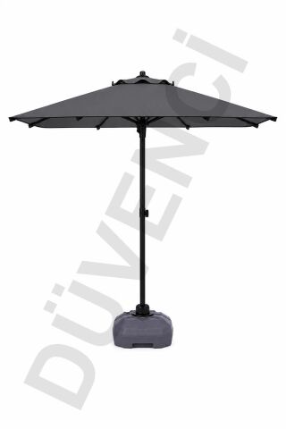 Alubrella Antrasit Kare Güneş Şemsiyesi, 210x210 / 8 Telli, BİDONLU