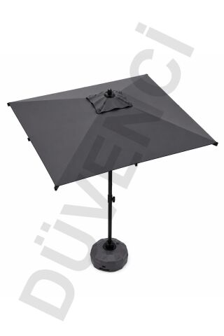Alubrella Antrasit Kare Güneş Şemsiyesi, 210x210 / 8 Telli, BİDONLU