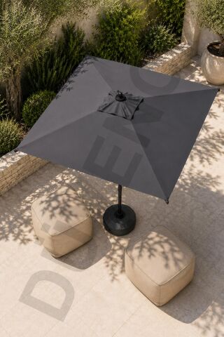 Alubrella Antrasit Kare Güneş Şemsiyesi, 210x210 / 8 Telli, BİDONLU