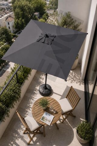 Alubrella Antrasit Kare Güneş Şemsiyesi, 210x210 / 8 Telli, BİDONLU